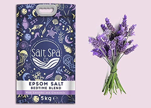 Sal de Epsom SUEÑO PROFUNDO | Bolsa de 5 kg | Salt Spa Co | Mejorado con aceites esenciales de lavanda y manzanilla | Desestresante, calmar la mente y desintoxica |