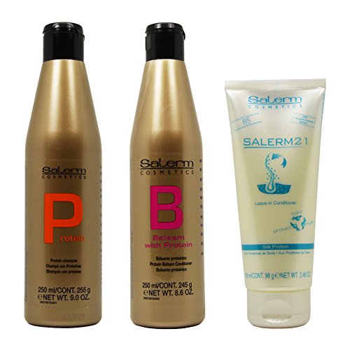 Salerm Protein Shampoo & Balsam Conditioner 250Ml & 21 Silk Protein Leave-In Conditioner 100Ml Set By Salerm