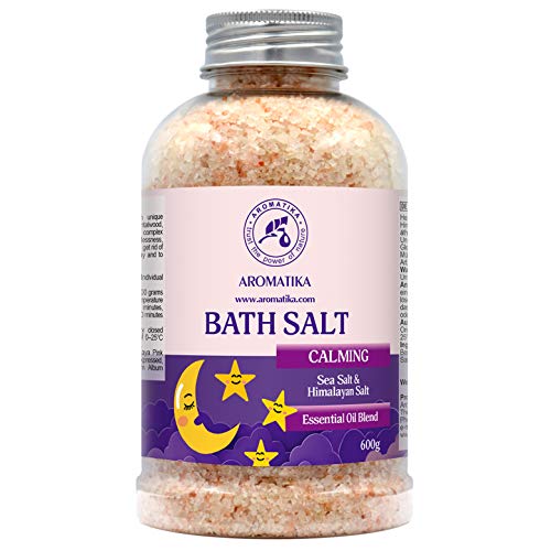 Sales de Baño Calmante 600g - con Aceite Esencial de Sándalo & Lavanda & Bergamota - 100% Sales Naturales Marinas - Relajante - Cuidado corporal - Cuidado Corporal - Aromaterapia