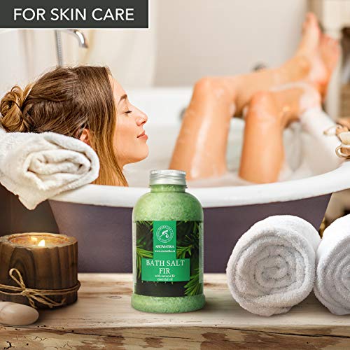 Sales Marinas de Baño con Aceite de Abeto 600g - las Sales de Baño Naturales Poseen Propiedades Beneficiosas para Lograr un Buen Descanso y Reducir el Estrés - Cuidado Corporal - Baños de Relajación