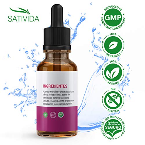 Sativida Hemp Oil Pets - Aceite de Cáñamo para Mascotas 5% | 500mg Perros y Gatos Ideal para Ansiedad, Dolor, Estrés, Sueño, Articulaciones, Piel, Músculos | 10ml.