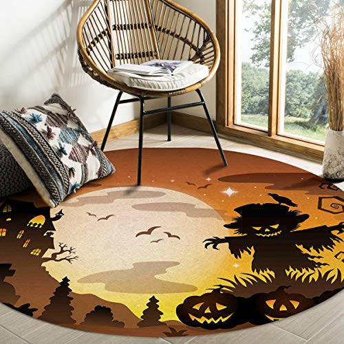 Scrummy Alfombra Redonda para Halloween, Carnaval, Ultra Suave, Alfombra de Juegos para niños, Alfombra para Interior y decoración del hogar, Tela no Tejida, Halloween20xsuy6435, 3' Diameter