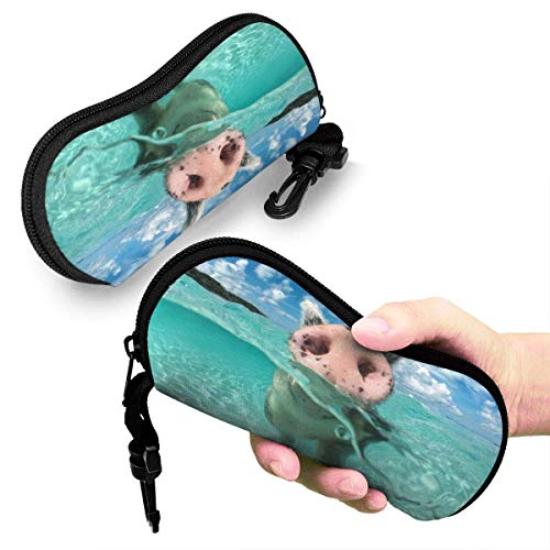 SDFGJ Estuche para anteojos Divertido Cerdo Vacaciones Juego de agua Estuche para anteojos Anticaída Suave Caja de almacenamiento para gafas Estuche para gafas Gafas de sol Soporte protector seguro Ca