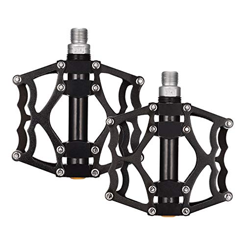 Selighting Pedales MTB Bicicleta, Pedales Ciclismo de Aluminio Pedales Plataforma con Rodamiento 9/16 para Mountain Bike, Bicicleta BMX, Bici Carretera (Negro)