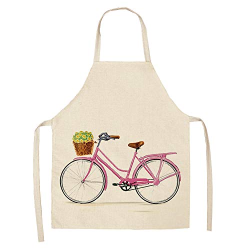 Señoras Cocinando Delantal De Cocina Barbacoa Delantal De Cocina Antiincrustante Bicicleta Multifunción De Lino De Algodón Para Hombres Y Mujeres Chef Delantal De Cocina Limpieza 68 * 55 Cm Delan