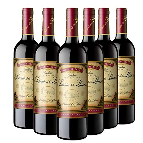 Señorio de los Llanos Gran Reserva - Vino Tinto D.O Valdepeñas - Pack de 6 Botellas x 750 ml