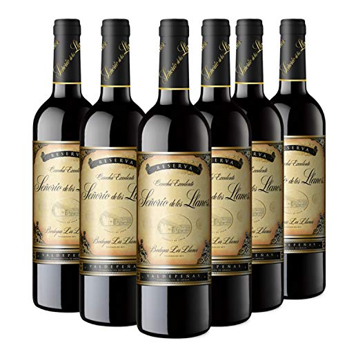 Señorío de los Llanos Reserva Vino Tinto D.O Valdepeñas - Pack de 6 Botellas x 750 ml