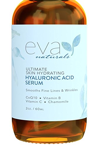 Sérum Facial de Ácido Hialurónico de Eva Natural (2 onzas, Botella de Tamaño Doble) – Sérum para Arrugas Anti-envejecimiento e Hidratante con Vitamina C y B