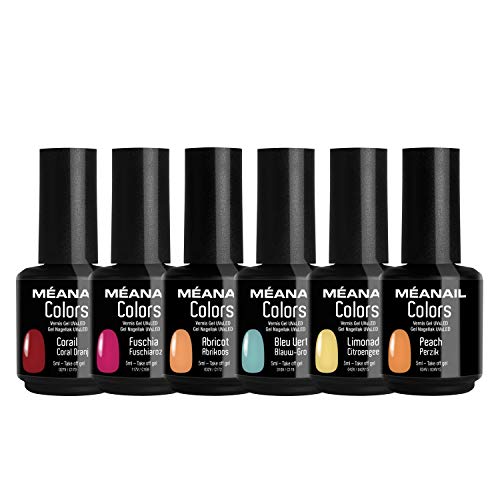 Set de Esmaltes de Uñas Gel UV LED 6 Colores Esmaltes Semipermanente Laca Soak Off Gel Nail Polish Collection Summer Vibes Ideal Manicura y Pedicura