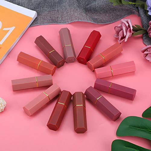 Set de lápiz labial mate Fashion de 12 colores, bálsamo labial hidratante mate, duradero, mantener un hermoso maquillaje, agregar un sentido de la moda, adecuado para salidas y fiestas