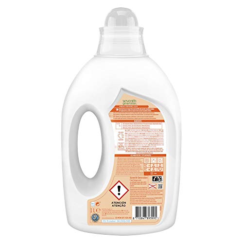 Seventh Generation Fresh Orange & Blossom - Detergente para Ropa, 0% colorantes, fragancias sintéticas y blanqueadores ópticos, 3 Paquetes de 20 Lavados