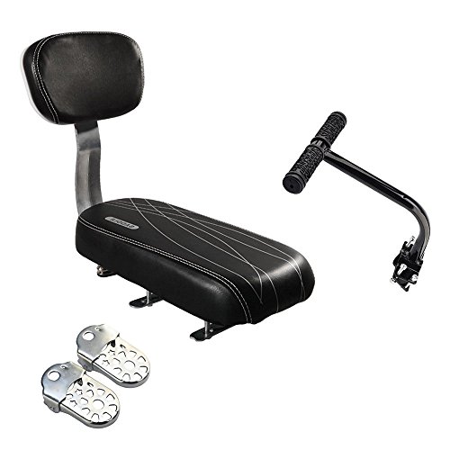 Shayson, Asiento con cojín y Funda de Piel sintética Trasero para Bicicleta con Respaldo, para niños, Black Set