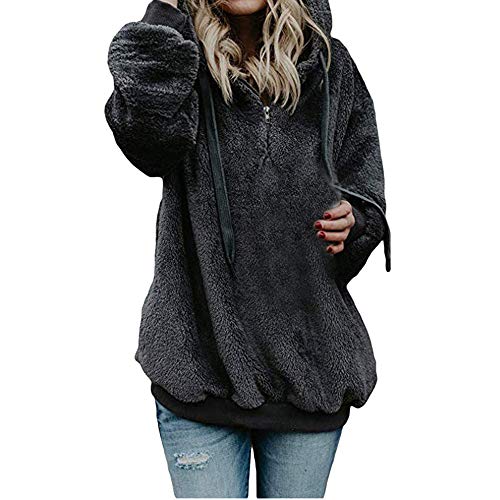 SHOBDW Liquidación Venta Mujer Sudadera con Capucha Suelta Tallas Grandes Jersey de Mujer Jersey otoño Invierno Manga Larga Remata Abrigo cálido (L, Gris Oscuro)