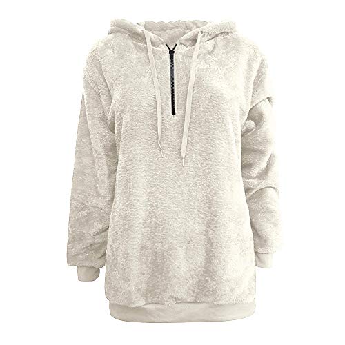 SHOBDW Liquidación Venta Mujer Sudadera con Capucha Suelta Tallas Grandes Jersey de Mujer Jersey otoño Invierno Manga Larga Remata Abrigo cálido (S, Blanco)