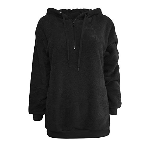 SHOBDW Liquidación Venta Mujer Sudadera con Capucha Suelta Tallas Grandes Jersey de Mujer Jersey otoño Invierno Manga Larga Remata Abrigo cálido (S, Negro)