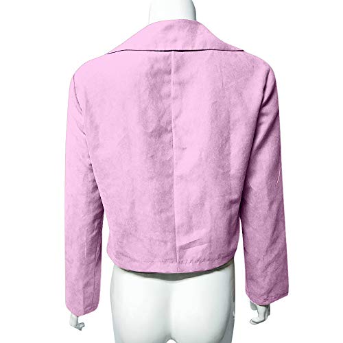 SHOBDW LiquidacióN Ventas Mujeres SeñOras Retro SóLido Remache Cremallera Chaqueta De Bombardero Fresco Ocasional De Manga Larga OtoñO Abrigo De Invierno Outwear (3XL, Rosa)