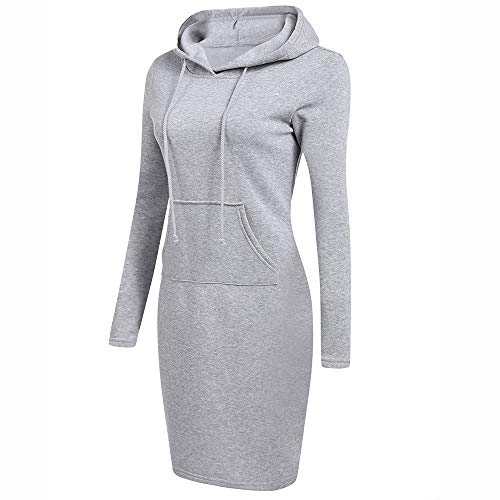 SHOBDW Mujer Liquidación Venta Sudadera con Capucha para de Color sólido Casual Fit Recta Invierno Manga Larga Tops Abrigos Chaqueta Sexy Vestidos Delgados(Gris,L)