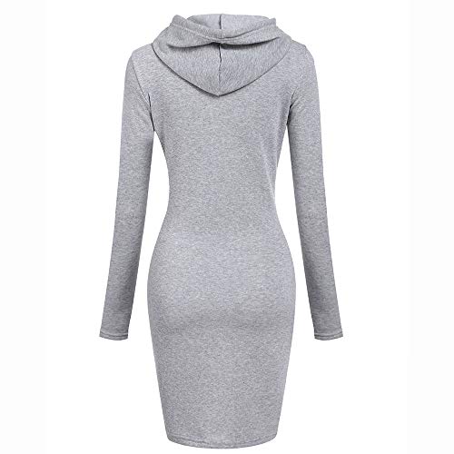 SHOBDW Mujer Liquidación Venta Sudadera con Capucha para de Color sólido Casual Fit Recta Invierno Manga Larga Tops Abrigos Chaqueta Sexy Vestidos Delgados(Gris,L)