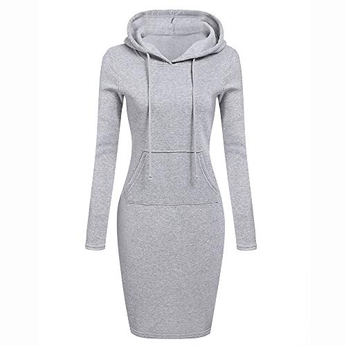 SHOBDW Mujer Liquidación Venta Sudadera con Capucha para de Color sólido Casual Fit Recta Invierno Manga Larga Tops Abrigos Chaqueta Sexy Vestidos Delgados(Gris,L)