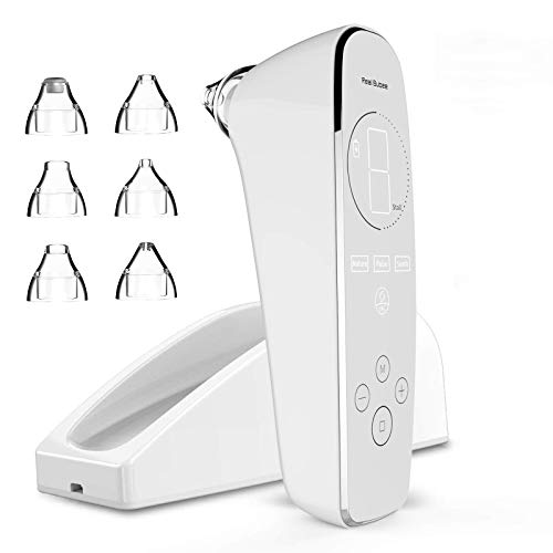 Sichen Limpiador de Poros Succionador de Puntos Negros Limpiador Facial Blackhead Remover Extractor Puntos Negros USB Recargable con Pantalla LED 3 modos / 6 sondas / 9 succión ajustable