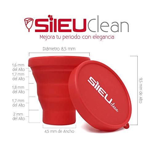 Sileu Esterilizador Plegable de Silicona con Tapa Reutilizable para Esterilizar la Copa Menstrual en el Microondas - Color Rosa