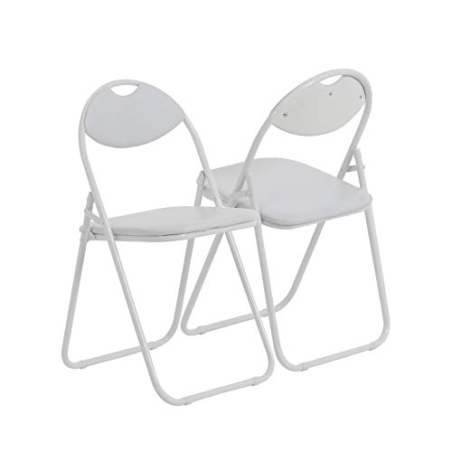 Silla de escritorio plegable - Con acolchado y estructura en blanco - Pack de 6