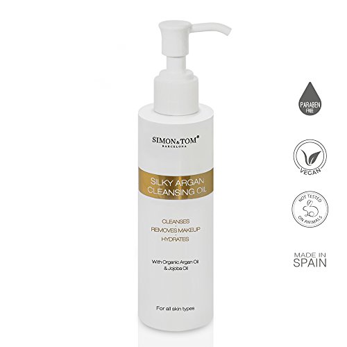 Simon & Tom - Aceite desmaquillante, Fórmula exclusiva a base de Aceites Botánicos LimpiaDesmaquillaHidrataCon Aceite de Argán Orgánico y Aceite de JojobaSin dejar residuos grasosVegano, 150ML