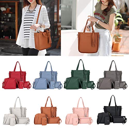 SimpleLife Bolso para Mujer Bolso de Mano Bolsas de Hombro Satchel Messenger Satchel Set 4pcs Purse Set