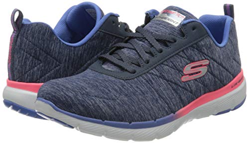 Skechers Flex Appeal 3.0, Zapatillas para Mujer, Azul (Navy Mesh/Pink & Purple Trim Nvmt), 38 EU