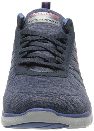 Skechers Flex Appeal 3.0, Zapatillas para Mujer, Azul (Navy Mesh/Pink & Purple Trim Nvmt), 38 EU