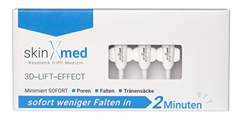 SkinXmed ampollas faciales efecto 3D Lifting inmediato | Rellenador intensivo anti-arrugas cara, ojos, cuello, escote | Crema acción flash 2 min | Suaviza poros | Pullulan, goma de acacia 10 monodosis