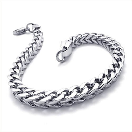 SODIAL Joyeria Pulsera de hombres, acero inoxidable, Plata