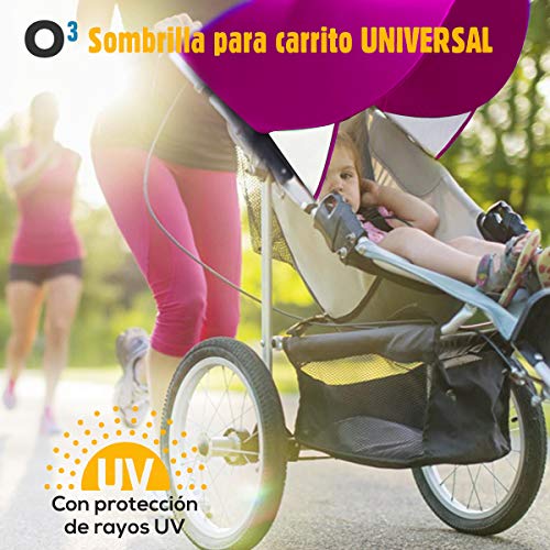 Sombrilla Carrito Bebe Universal Con Mosquitera Carro Bebe Universal - Sombrilla Carrito Bebe - Toldo Para Carrito/Silla De Paseo - Parasol Carrito Bebe (Morado)