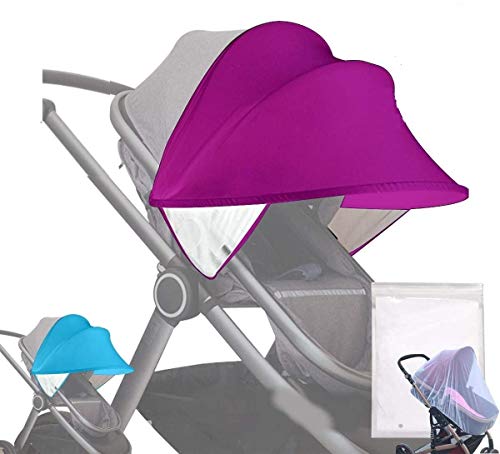 Sombrilla Carrito Bebe Universal Con Mosquitera Carro Bebe Universal - Sombrilla Carrito Bebe - Toldo Para Carrito/Silla De Paseo - Parasol Carrito Bebe (Morado)