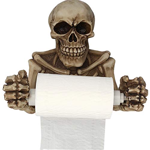 Soporte de papel higiénico con diseño de calavera para decoración de Halloween, soporte de papel higiénico, soporte de almacenamiento, soporte para toallas de papel (esqueleto)