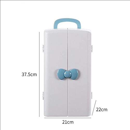 SPFOZ Maquillaje Bolsa Caja De Almacenamiento De Cosméticos Multifunción Portátil con Tapa Tocador Tocador De Piel Caja De Joyería Acrílico Rosa Azul (Color : Blue)