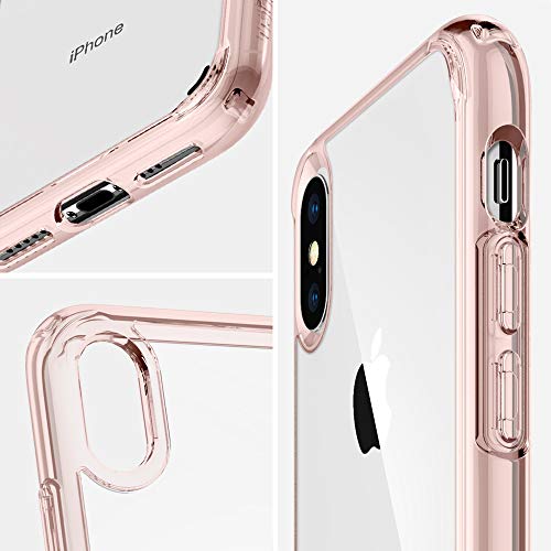 Spigen Ultra Hybrid Funda iPhone XS/X con Tecnología de cojín de Aire y protección híbrida de la Gota para iPhone XS 5.8" (2018) & X (2017) - Rose Crystal