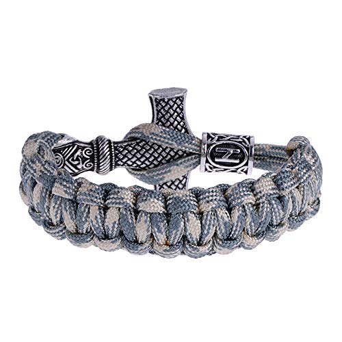 SSRSHDZW Pulsera Vikinga Pulsera De Cuero De Acero Inoxidable para Hombres Runa Nórdica Línea Trenzada Joyas De Puño Cinturón De Camuflaje Gris 24 Tipos De Runas Opcional,Viking18