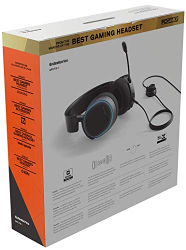 SteelSeries Arctis 5 Auriculares De Juego, Iluminados por RGB, DTS Headphone:X V2.0 Surround para Pc Y Playstation 4, Negro