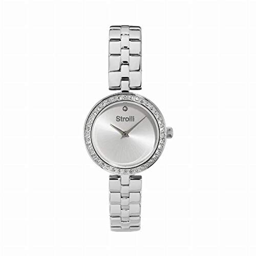 stroili – Buen Pelo – Reloj de Pulsera Solo Tiempo con Caja de Acero y Strass, Correa de Acero y Esfera Silver para Mujer