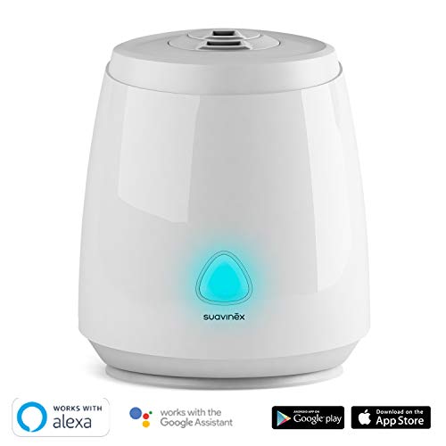 Suavinex, Humidificador Smart para Bebés (Silencioso, de Vapor Frío, Ultrasónico, Aromaterapia, Luz Nocturna Led, Control con Aplicación Móvil, Compatible con Alexa y Google Assistant)