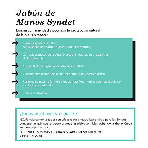 Suavinex, Jabón de Manos Syndet Niños y Familia. Apto Para Pieles Sensibles. Con 93% de Ingredientes de Origen Natural, 500ml.