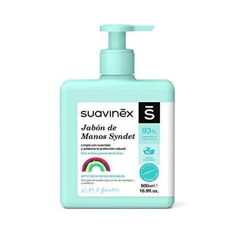 Suavinex, Jabón de Manos Syndet Niños y Familia. Apto Para Pieles Sensibles. Con 93% de Ingredientes de Origen Natural, 500ml.