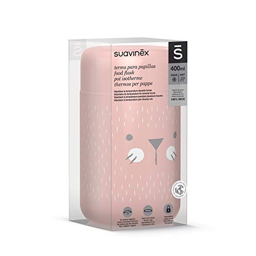 Suavinex - Termo Papillero Para Bebé. Acero Inoxidable. Cierre Hermético, 400ml Color Rosa