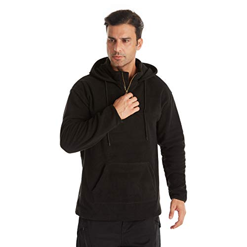 Sudaderas con capucha de forro polar para hombre Casual manga larga con cremallera sudaderas Negro Negro ( S