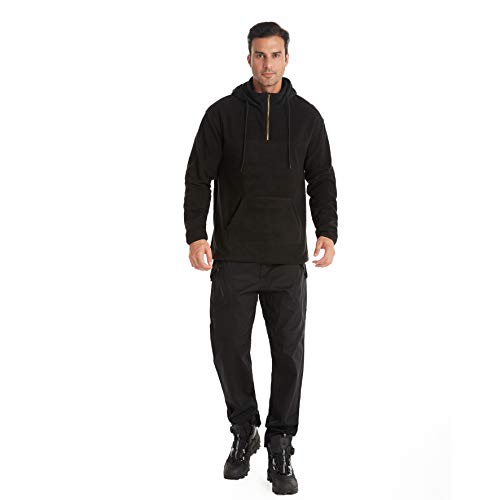 Sudaderas con capucha de forro polar para hombre Casual manga larga con cremallera sudaderas Negro Negro ( S