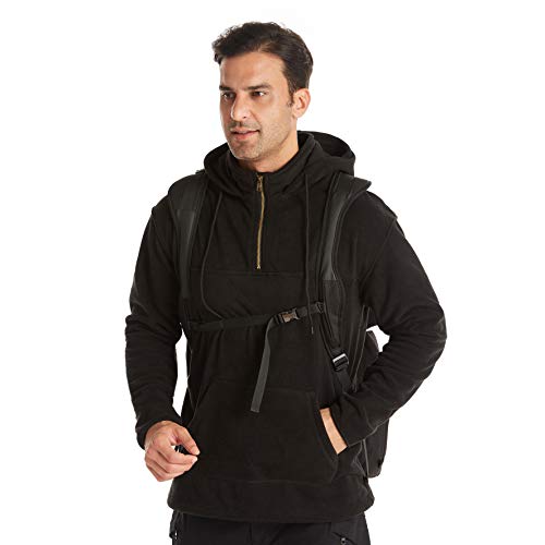 Sudaderas con capucha de forro polar para hombre Casual manga larga con cremallera sudaderas Negro Negro ( S