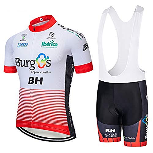 SUHINFE Traje Ciclismo Hombre, Maillot Ciclismo y Culotte Ciclismo con 5D Gel Pad para Verano Deportes al Aire Libre Ciclo Bicicleta, BH-White, XL