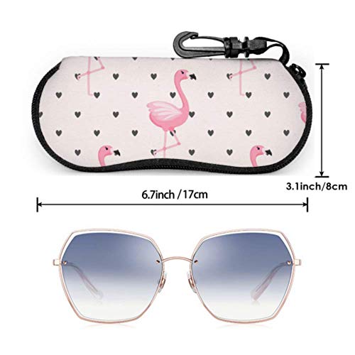 Summer Cute Pink Flamingo Animals Gafas de sol para hombre con estuche Funda de gafas de sol para niños Cremallera de neopreno portátil ligera Estuche blando Estuche de gafas con cremallera