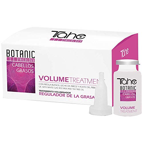 Tahe Botanic Tratamiento Regulador de Grasa y Recuperador de Volumen con Arcilla Blanca, Leche de Arroz Rojo y Aceite del Árbol del Té 5 x 10 ml